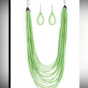 Green Sea bead’s necklace with free earrings